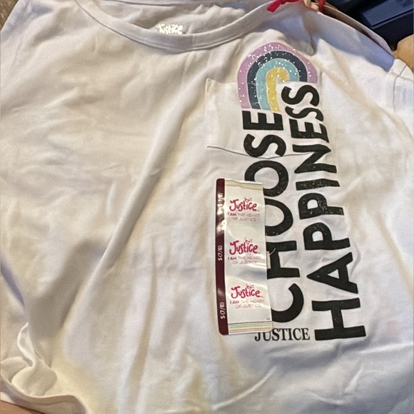 New Justice size Small (7/8) crop short sleeve glitter shirt - Picture 2 of 13